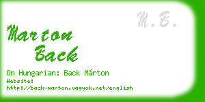 marton back business card